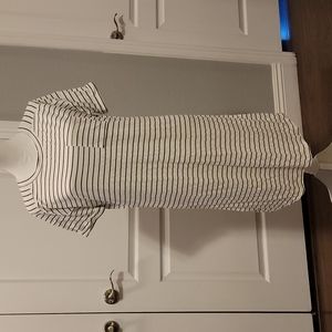 Caslon t-shirt dress, white with black stripes, xs
